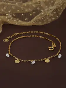 Carlton London Gold-Plated Crystal Studded Handcrafted Anklet