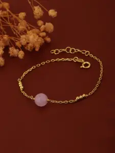 Carlton London Gold-Plated Pink Opal Studded Handcrafted Bracelet