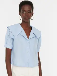 Trendyol Women Blue Solid Casual Shirt