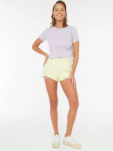 Trendyol Women Lavender Ribbed Ruched Top