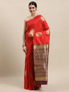 Royal Rajgharana Saree Red Woven Design Banarasi Saree