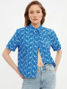 Trendyol Women Blue Floral Print Casual Shirt