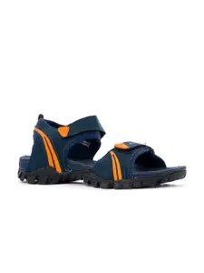 Khadims Men Navy Blue & Orange Comfort Sandals