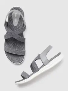 Marc Loire Grey Textured PU Flatform Sandals
