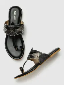 Marc Loire Women Black Ethnic One Toe Flats with Bows