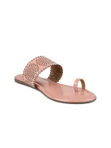 DESIGN CREW Women Pink One Toe Flats with Laser Cuts