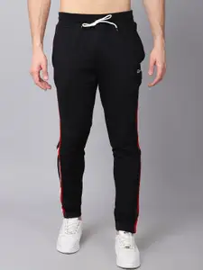 Rodamo Men Black Solid Cotton Slim-Fit Track Pant