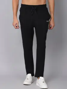 Rodamo Men Black Brand Logo Printed Slim-Fit Track Pants