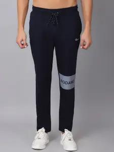 Rodamo Men Navy Blue & Grey Printed Slim Fit Track Pants