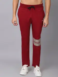 Rodamo Men Maroon Brand Logo Printed Slim-Fit Track Pant