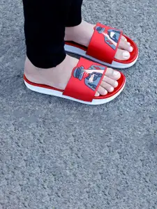 aadi Men Red & White Printed Slip-On