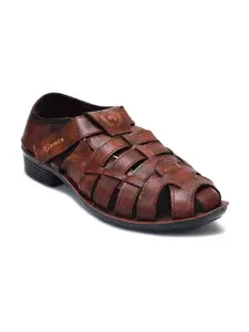 Ajanta Men Brown & Black Shoe-Style Sandals