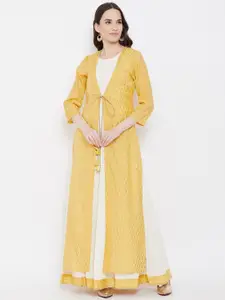 Be Indi Yellow Layered Ethnic Maxi Dress