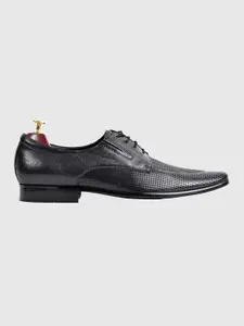 Egle Men Black Solid Leather Formal Derbys
