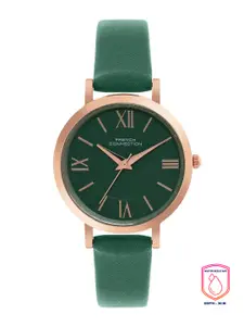 French Connection Women Green Dial & Green Leather Straps Analogue Watch FCN00037A