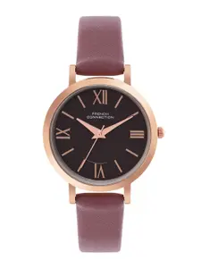 French Connection Women Brown Dial & Brown Leather Straps Analogue Watch - FCN00037C