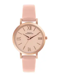 French Connection Women Rose Gold-Toned Dial & Multicoloured Leather Straps Analogue Watch FCN00037D
