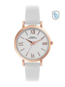 French Connection Women White Dial & White Leather Straps Analogue Watch FCN00037F