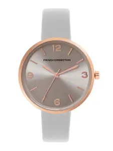 French Connection Women Grey Dial & Grey Leather Straps Analogue Watch FCN00019B