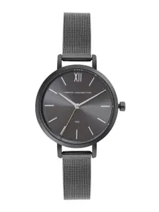 French Connection Women Black Dial & Black Stainless Steel Bracelet Style Straps Analogue Watch FCE22GN