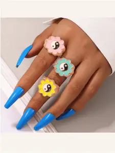 Vembley Set Of 3 Gold-Plated Finger Ring