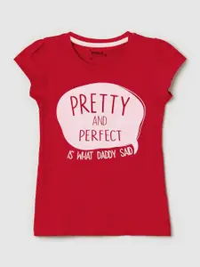 max Girls Red Colourblocked T-shirt