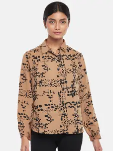 Annabelle by Pantaloons Brown Animal Print Shirt Style Top