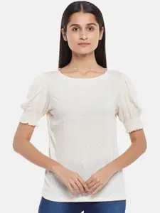 Honey by Pantaloons Off White Crepe Top