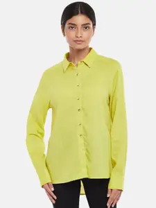 Annabelle by Pantaloons Women Lime Green Formal Shirt