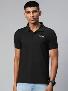 Metronaut Men Black Polo Collar T-shirt