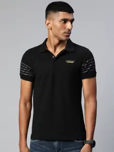 Metronaut Men Black Polo Collar T-shirt