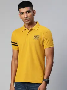 Metronaut Men Mustard Yellow Polo Collar T-shirt
