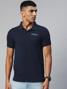 Metronaut Men Navy Blue Polo Collar T-shirt