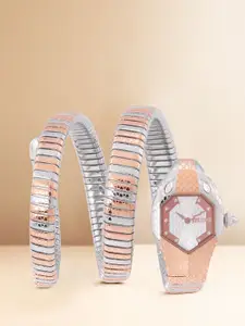 Just Cavalli Women Silver-Toned Wrap Around Straps Analogue Watch JC1L168M0085