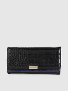 Van Heusen Women Black & Blue Animal Textured PU Envelope
