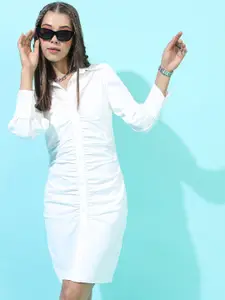 Tokyo Talkies White & azure Sheath Dress