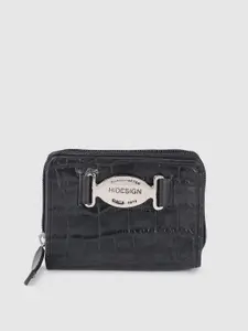 Hidesign Women Navy Blue Textured Leather Two Fold Wallet