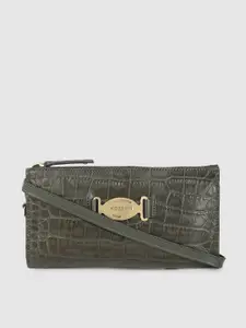 Hidesign Women Olive Green Textured Leather Zip Around Wallet