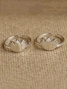 Clara Pack Of 2 Silver-Toned 925 Sterling Silver Designed Toe Rings