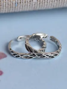 Clara Set Of 2 Oxidised Silver-Toned Knotted Toe Rings