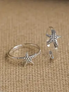 Clara Set Of 2 Silver-Toned Star Fish Toe Rings