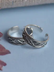 Clara Silver-Toned Oxidized Sterling Silver Irka Toe Rings