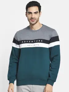 Octave Men Green Colourblocked Sweatshirt