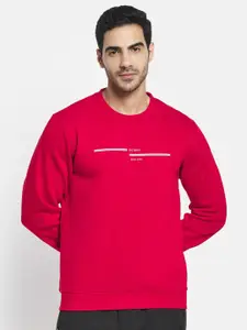 Octave Men Red Printed Sweatshirt