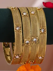 Adwitiya Collection Gold-Plated Stone-Studded Bangle
