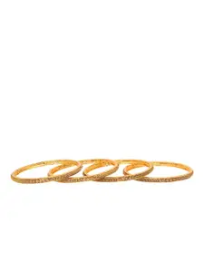 Adwitiya Collection Set Of 4 24CT Gold-Plated White Stone-Studded Bangles