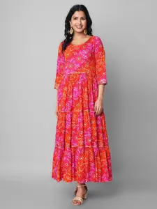 God Bless Multicoloured Ethnic Motifs Maxi Dress