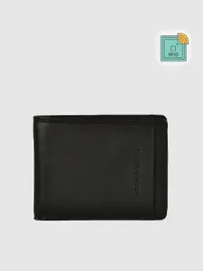 BROWN BEAR Men Black Leather Two Fold Wallet