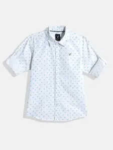Allen Solly Junior Boys White Printed Pure Cotton Casual Shirt
