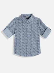 Allen Solly Junior Boys Blue Printed Pure Cotton Casual Shirt